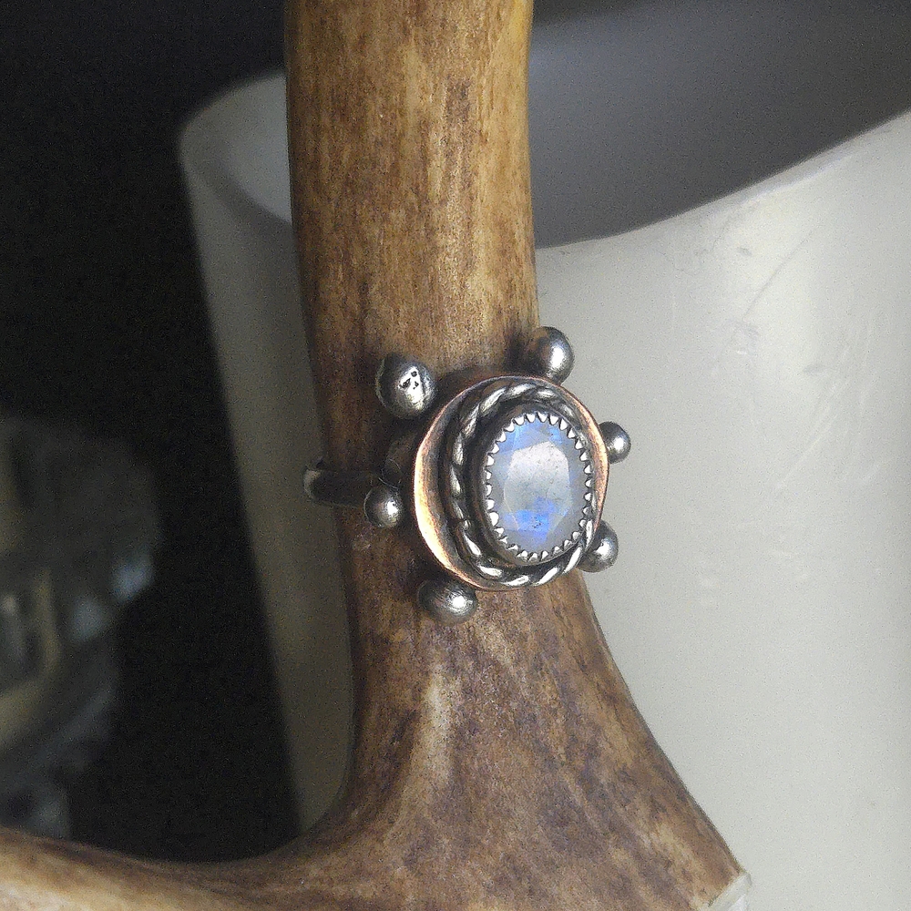 Rainbow Moonstone Talisman Ring
